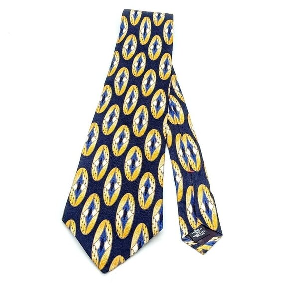 Cerruti CXIII Blue Gold Men's Silk Tie - Picture 1 of 4